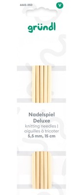 Gründl Nadelspiel Deluxe 5 Stück 15 cm Stricknadeln Set für Socken und mehr