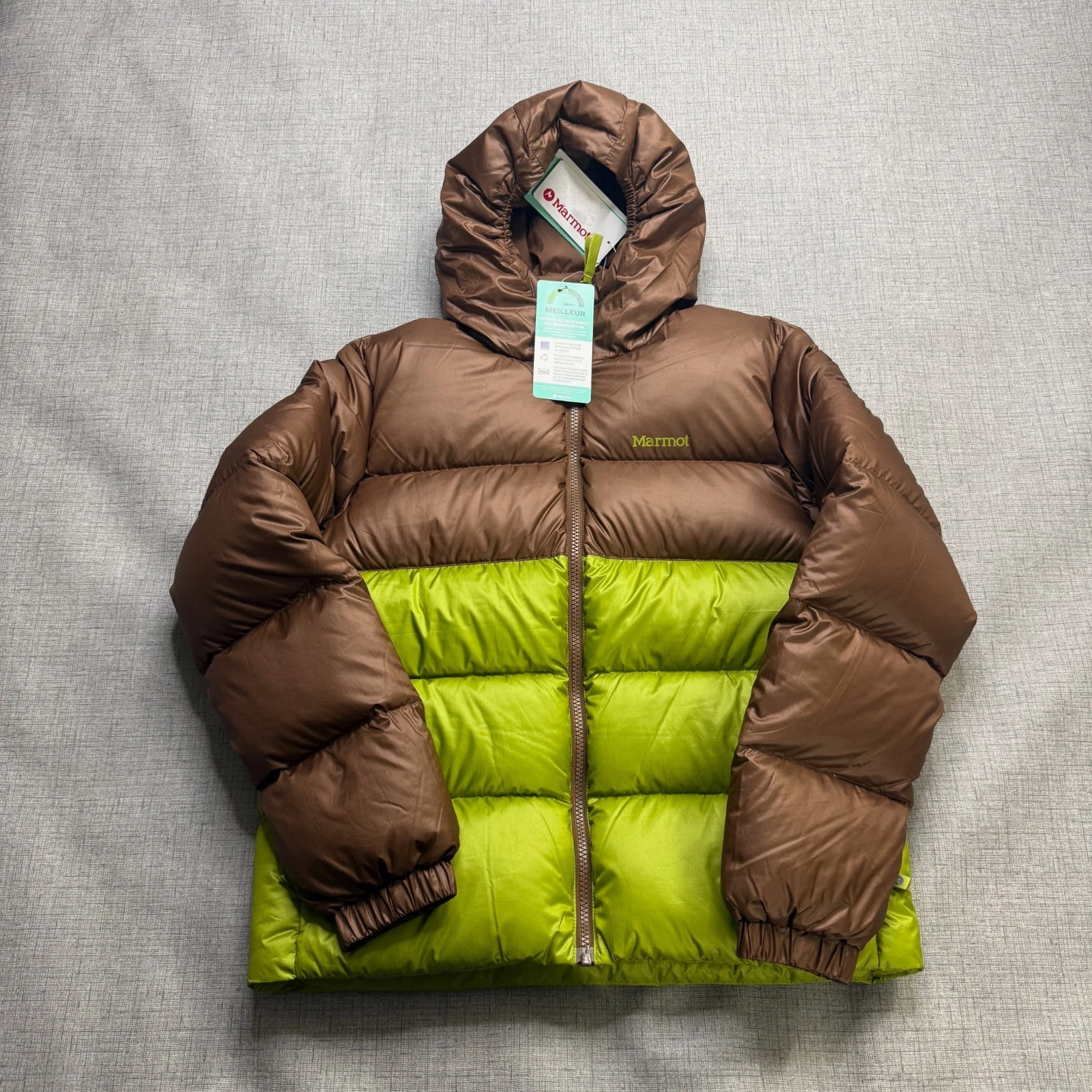 Marmot Guide Down Hoody Kids XL Green Brown 700-Fill Insulated Coat