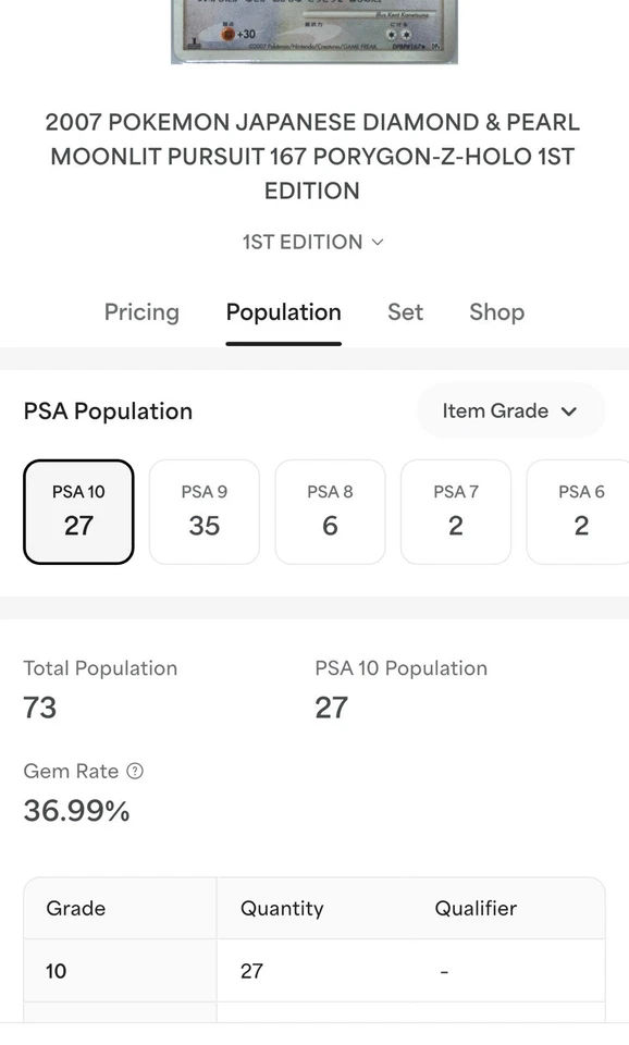 (LOW POP) Porygon-Z PSA 10 1ST EDITION Japanese Pokemon Moonlit Pursuit #167 - Image 4 of 4