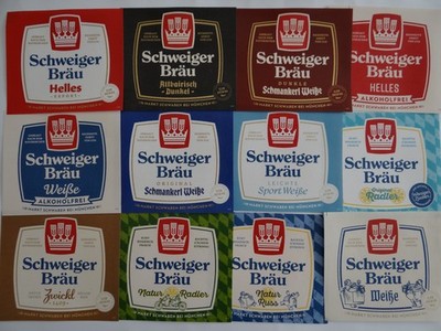 12 Bier-Etiketten 0,5 , Privatbrauerei Schweiger, Markt Schwaben, Oberbayern, DE