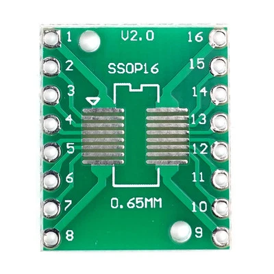 BERRYBASE SMD Breakout Adapter für SOP16 / SSOP16 / TSSOP16, 16 Pin, 0,65mm / 1,27mm