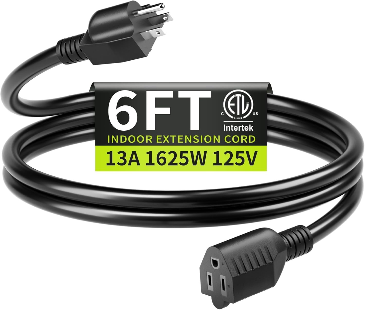 16/3 Extension Cord 6 FT Indoor Short Extension Cord for Laptops Coffee Maker