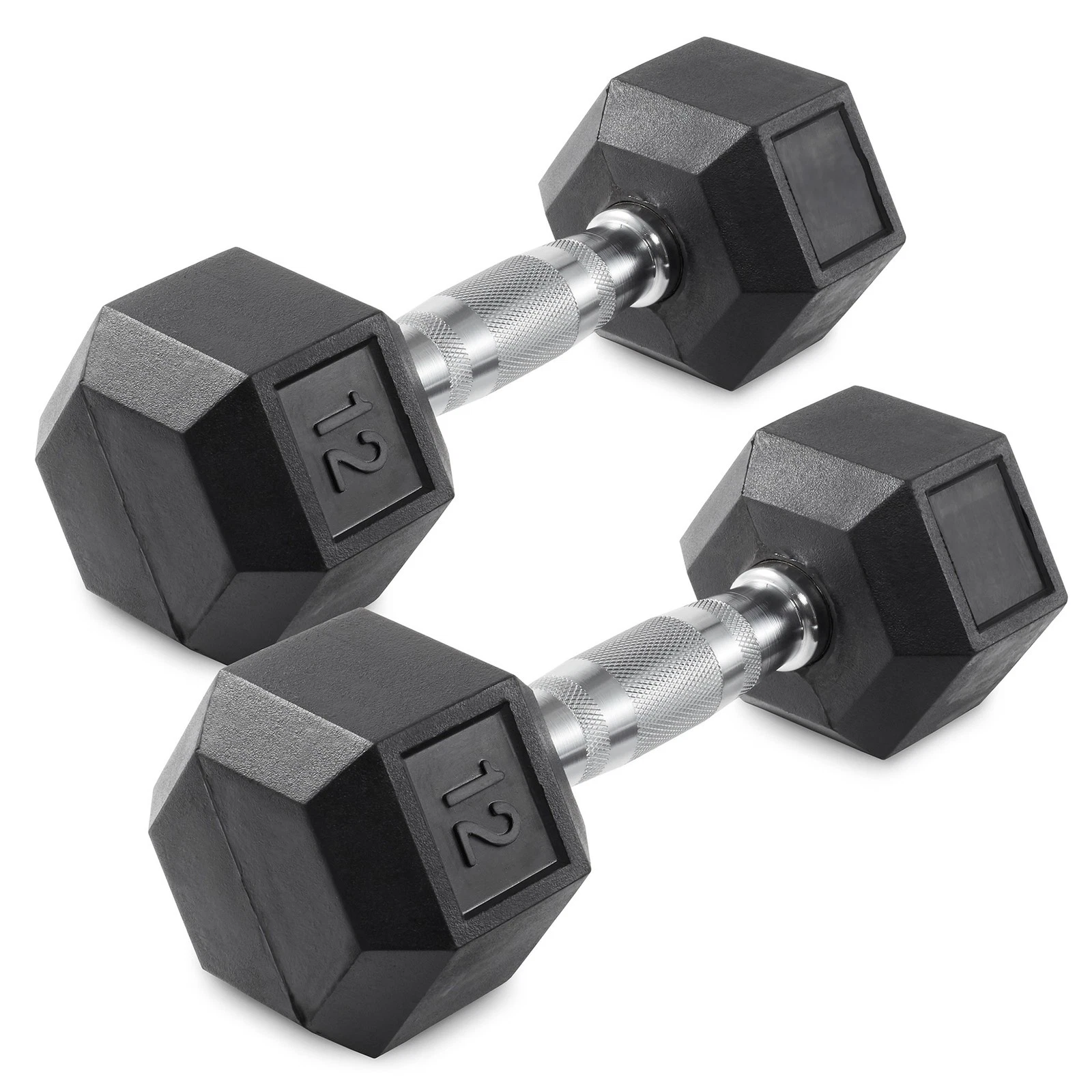 12 lb Pair Rubber Coated Hex Dumbbell Set, 24 Pounds Total