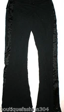 GUC Womens Otomix Pants Large Black Cotton Satin Zipper legs Drawstring L 