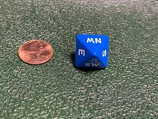 Compass Dice Direction Die D8 (Eight Sided) Tabletop RPG Gaming Blue with White
