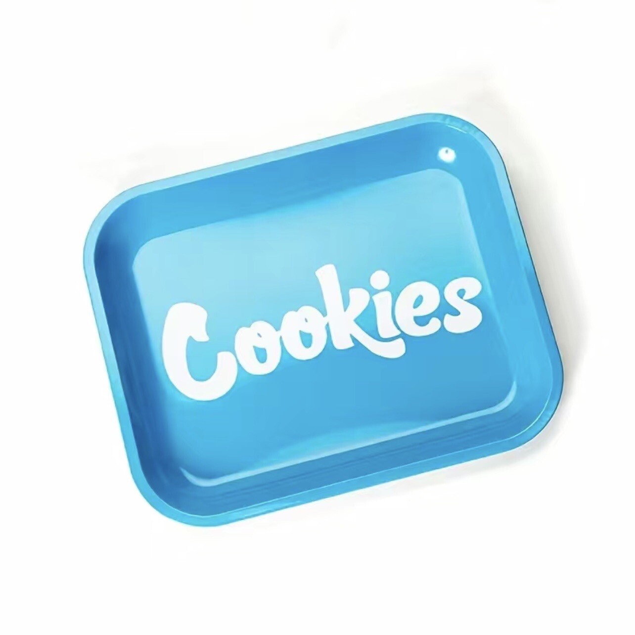 1 Stck. Blaues Plastik Zigarette rollendes Bedienfach, Keksschild 18 cm x 12,5 cm.