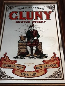 Vintage MACPHERSON'S CLUNY SCOTCH WHISKEY Bar Mirror Sign 86 PROOF Mancave
