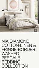 RESTORATION HARDWARE NIA DIAMOND COTTON-LINEN TWIN DUVET COVER Pink 