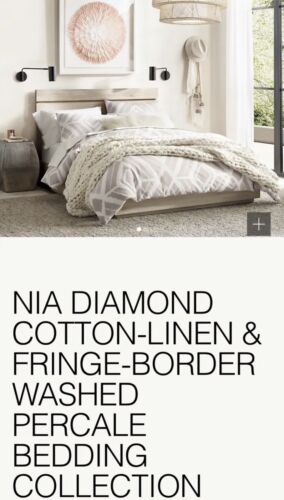 RESTORATION HARDWARE NIA DIAMOND COTTON-LINEN TWIN DUVET COVER (purple)