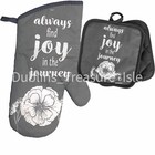 3 Piece Always Find Joy in the Journey Oven Mitt Pot Holder Kitchen Set