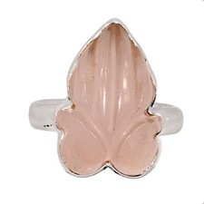 Carving Heart - Natural Rose Quartz - Madagascar 925 Silver Ring s.6 CR58415
