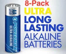 Powermax 8-Pack AA Alkaline Batteries Ultra Long Lasting 10-Year Shelf Life