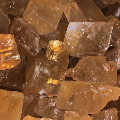 2000 Carat Lots of SMALL Citrine Calcite Rough + A FREE Faceted Gemstone