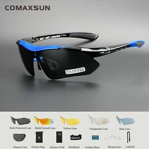 COMAXSUN Polarized Cycling Glasses Bike Goggles Driving  5 Lens Sunglasses UV400