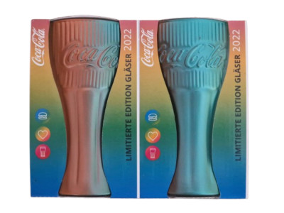 2 x McDonald's Coca Cola Glas Limited limitierte Edition 2022 Regenbogen NEU