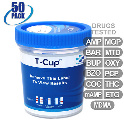 NEW Mintegrity Drug Test 13-Panel T-Cup Urine Home Kit 50-Pack #MI-TDOA-8135E