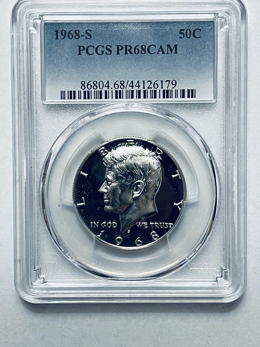 PCGS Certified PR 68 Graded 1968 Kennedy US Half Dollars (1964-Now