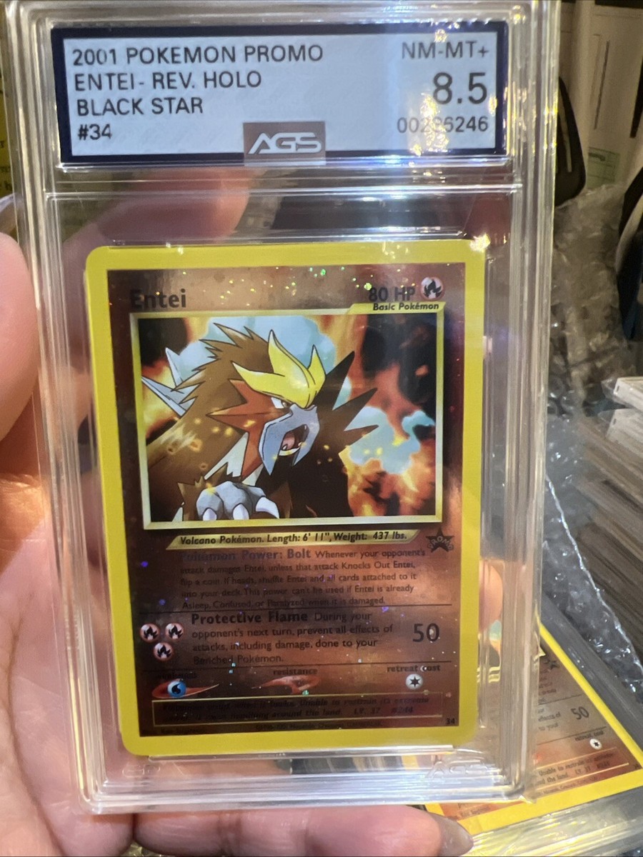 Entei Rev. Holo W/Swirl 2001 Pokemon Movie Black Star Promo #34