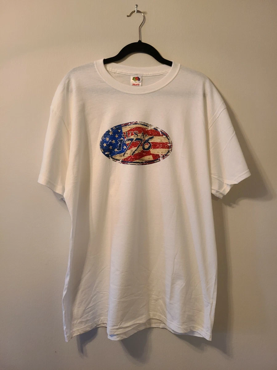 Vintage 80s Fruit Of The Loom Heavy Cotton T Shirt USA 1776 Mens Xl 100%  Cotton