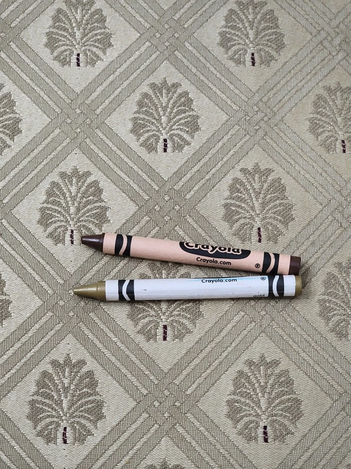 1.5 Yard x 56" Vintage Gold Lattice & Trees Embossed Taffeta Upholstery Fabric - Image 2 of 3