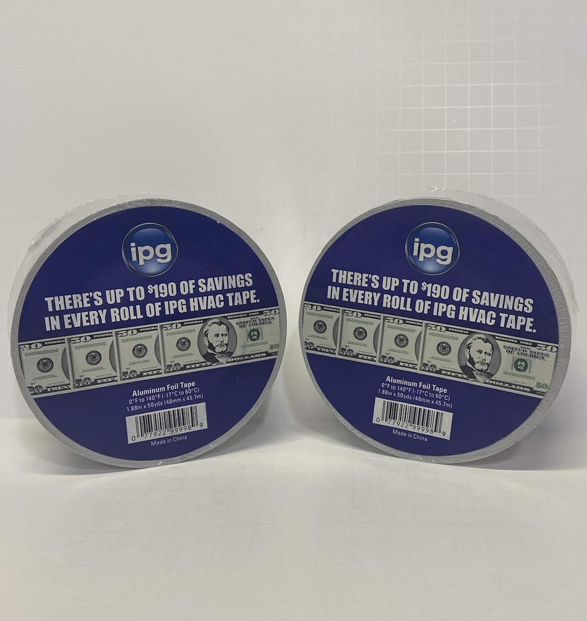 (2) NEW Rolls IPG Aluminum Foil Tape 1.88" x 50 yd Silver Fix Repair 2