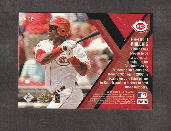 2008 Upper Deck X Brandon Phillips Xponential #X-BP Philadelphia Phillies - Image 2 of 2