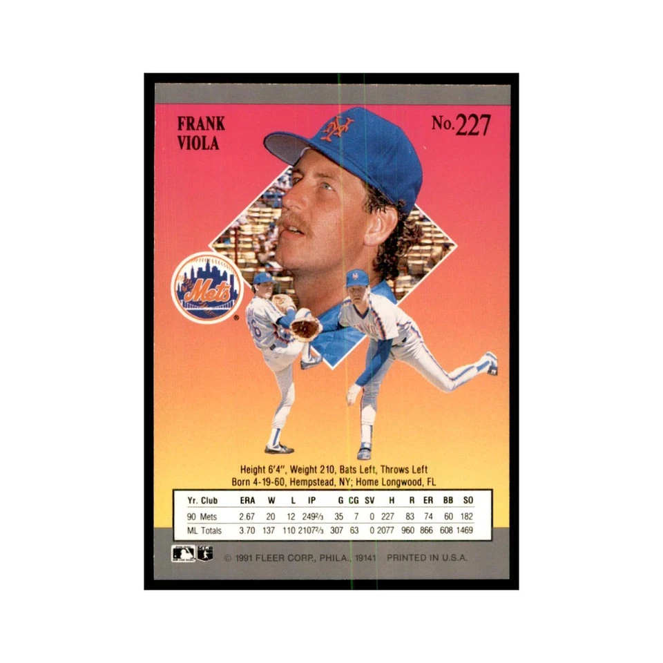 Frank Viola 1991 Fleer Ultra #227 Baseball Cards Baseball Card NM - Image 2 of 3
