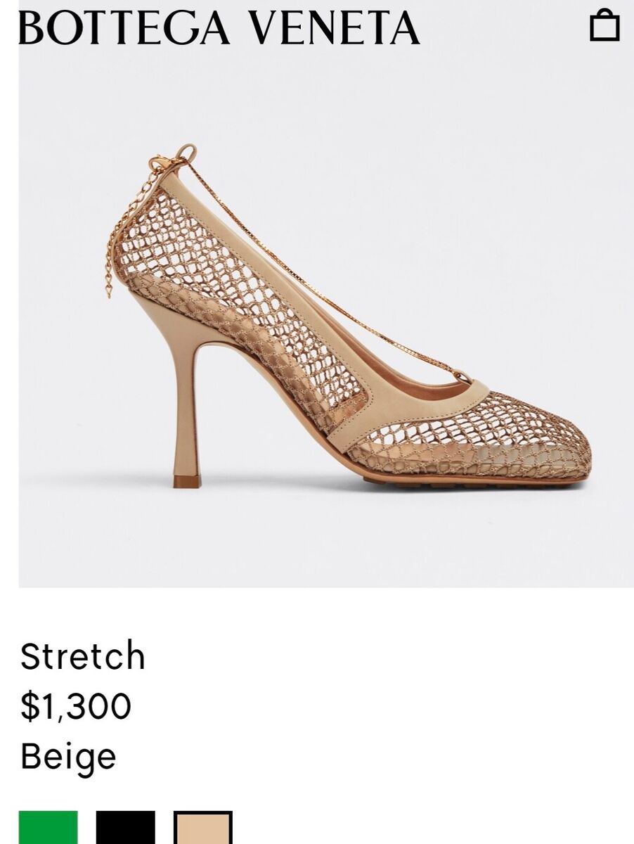 New Bottega Veneta Stretch Chain Mesh Beige Leather Square New Bottega Veneta Stretch Chain Mesh Beige Leather Square