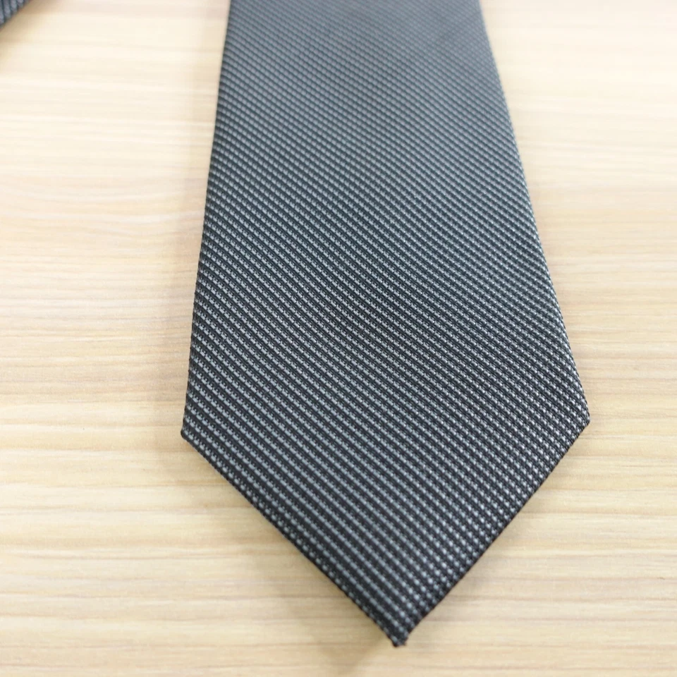 Skinny Tie Men VAN HEUSEN Blue Textured Woven Necktie Groom Suit Solid Designer - Image 4 of 4