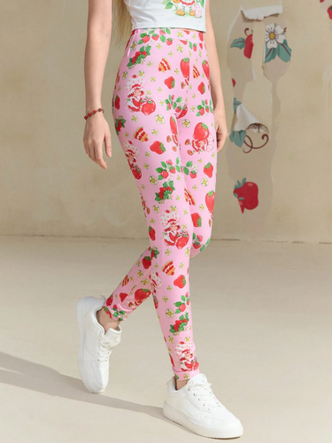Women's Strawberry Shortcake Pink Kawaii Loungewear Leggings Pants Bottoms - 第 1/9 張圖片