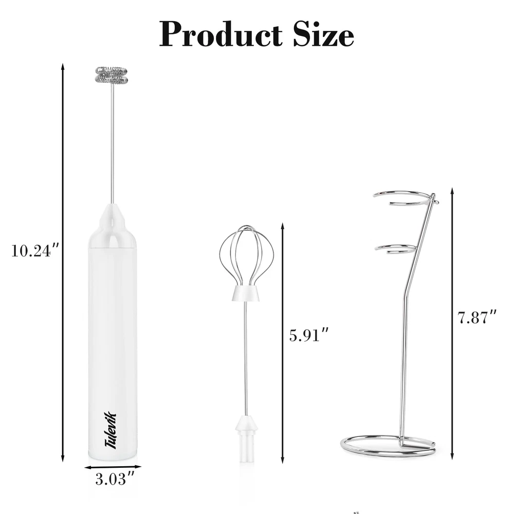 Milk Frother Handheld Electric Frother Wand With Stand Coffee Frother With US...