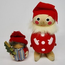 Vintage Scandinavian Finland Tomte Santa elf wood figure folk art Christmas