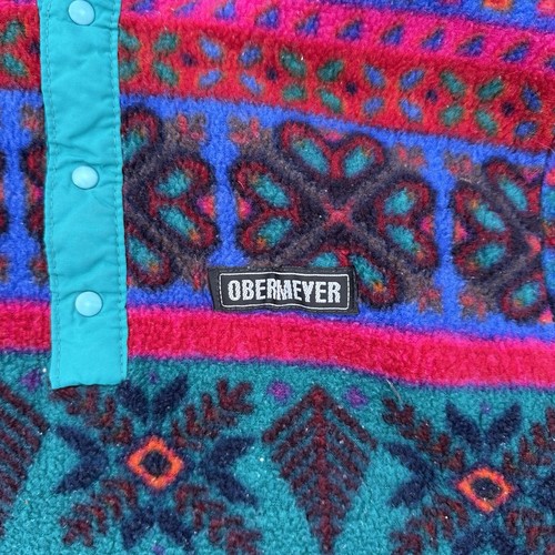 Vintage Obermeyer Boulder Snap Fleece Jacket Kids Girls Size Large Multicolor - Picture 2 of 7