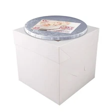Cake Boxes with Boards - 8 Inch Round Cake Drum Silver 1-pack - Box With Wind...