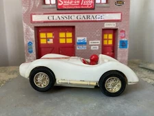 Vintage and Rare 1966 Eldon White Ferrari Slot Car with driver 1:32 scale works