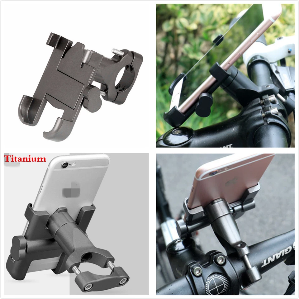 Titanium CNC Motorcycle Handlebar Cell Phone Holder Stand Mount Bracket Non-slip Foto 2 de 4