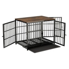Hundekäfig aus Holz Hundebox Vintage Haustierkäfig Drahtkäfig für Zuhause XXL