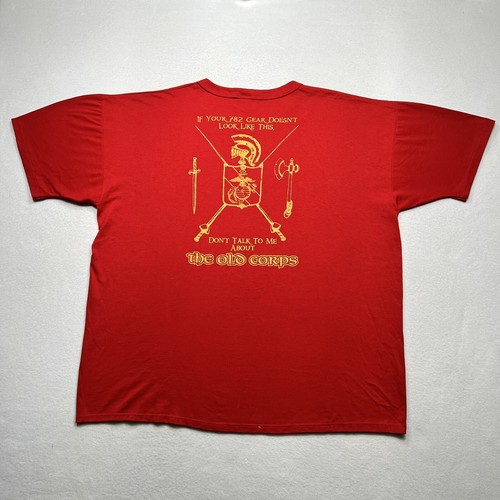 VTG USMC Marine Corp Shirt 782 Gear Red 80s SingleStitch USA 2 Sided