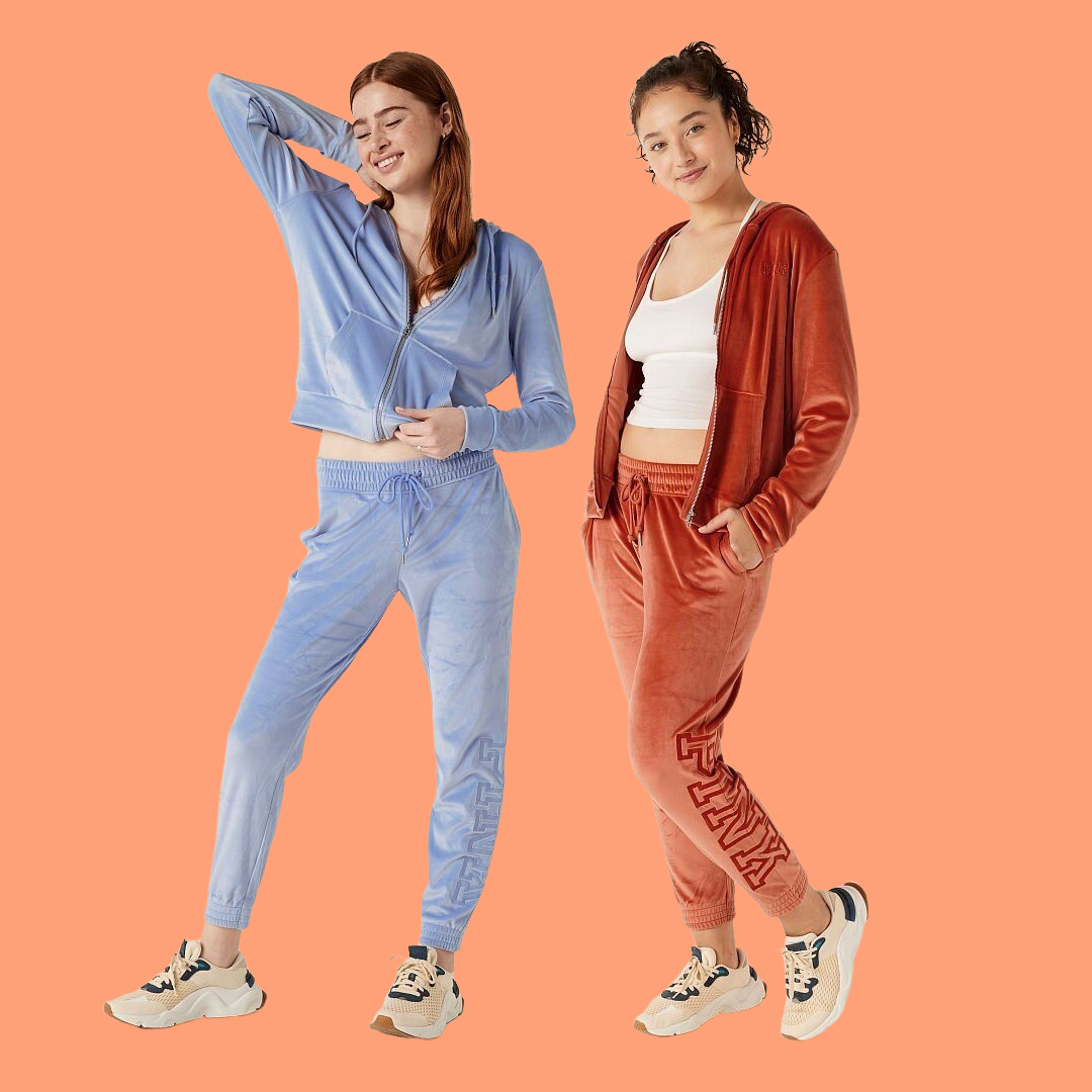 Victoria's Secret PINK LOUNGE VELOUR FULL-ZIP Hoodie Pant 2pc Set