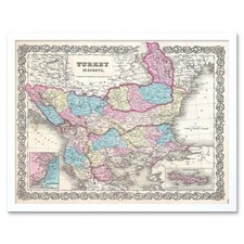 1855 Colton Map Turkey Europe Macedonia And The Balkans 12X16 Inch Framed Print