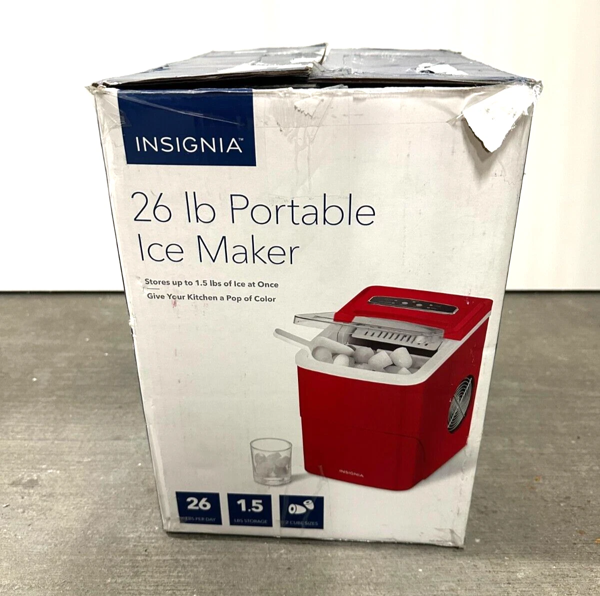 Insignia 26 Lb. Portable Icemaker with Auto ShutOff Red www