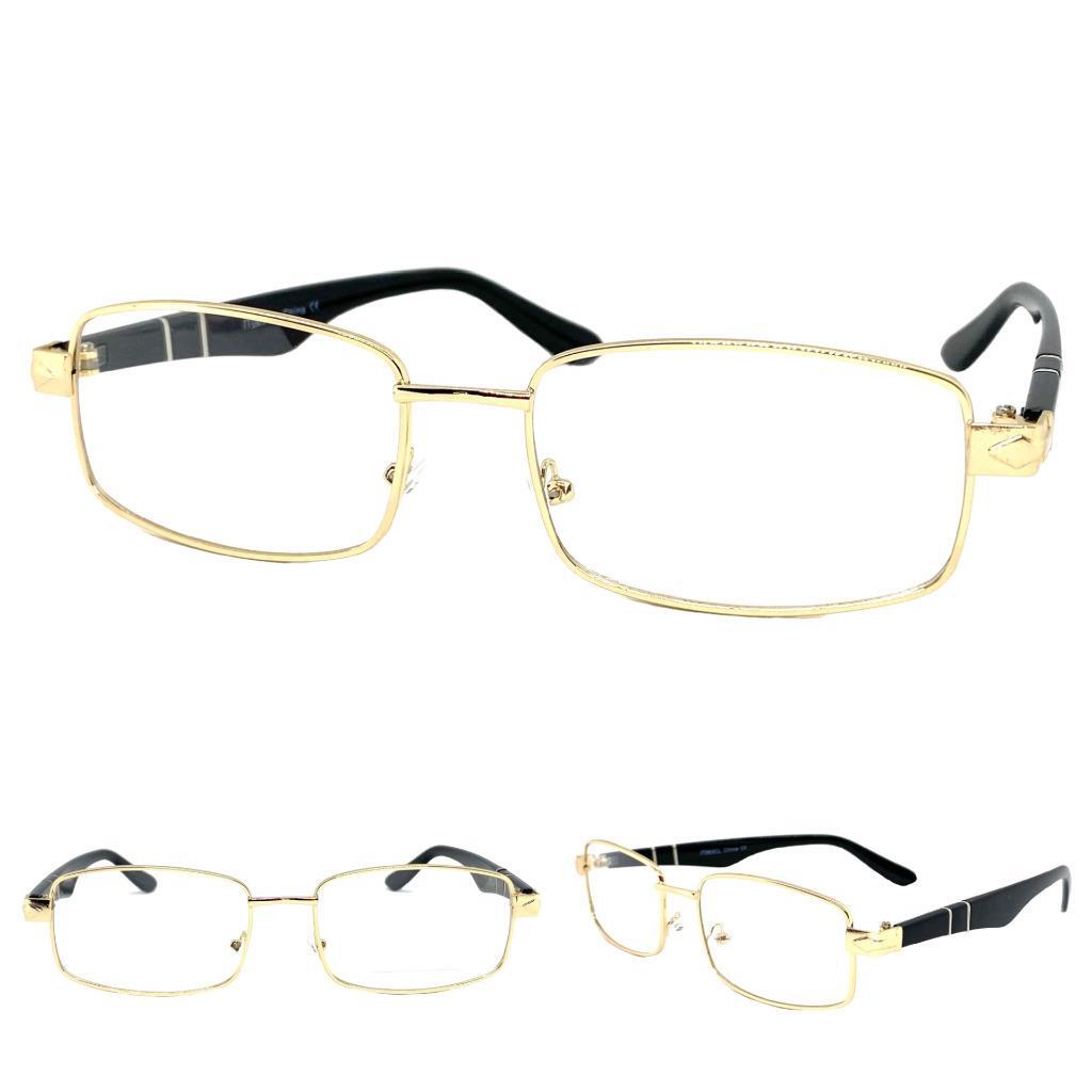 Men's Class Elegant Sophisticated Smart Modern Clear Glass Glasses Gold