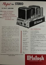 MCINTOSH AMPLIFICATORE MC30 SINTONIZZATORE MR55A BROCHURE ORIGINALE JO1286