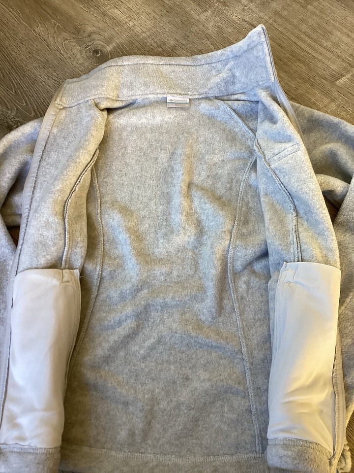 Columbia Womens Gray Benton Springs Full Zip Fleece Jacket Pockets Size