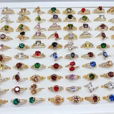 30pcs Wedding Jewelry Cubic Zircon Rings Mixed Lots Lady's Fashion Ring