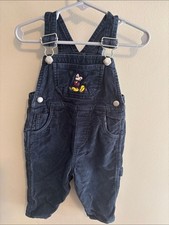Vintage Disney Store Mickey Mouse Corduroy Overalls Navy Blue 12 Months cotton