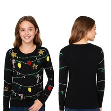 No Boundaries Ugly Sweater S Multicolor Christmas Sequin Bells Novelty Festive