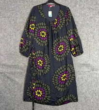 Boden Dress Womens Size 10L Floral 3/4 Sleeve 100% Silk Lightweight Boho