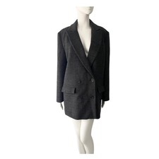  Other Stories Wool Check Blazer Coat Grey Size 10 - Preloved