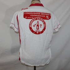 Vtg 60s Hilton Mens Sz M Red Chain Stitch Bowling Shirt Embroidered Loop Collar